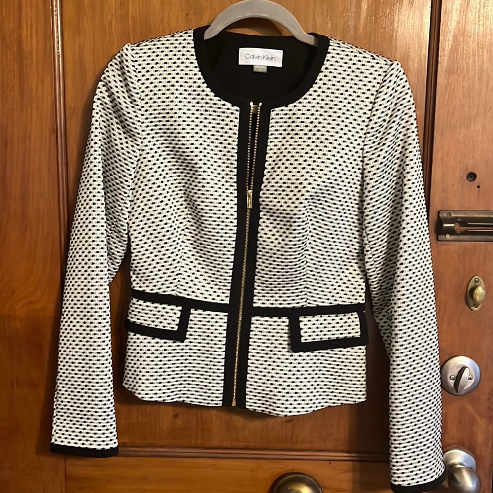 Calvin Klein white and black blazer